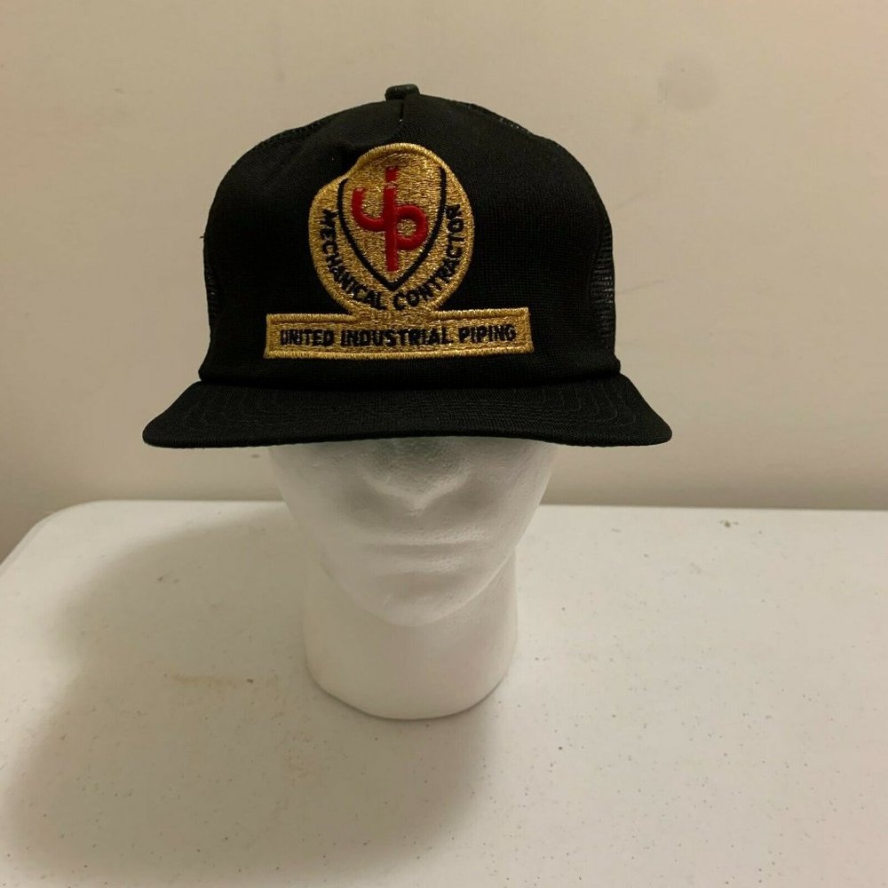 Vintage New Era United Industrial Piping Black Snapback OSFA Trucker Hat USA